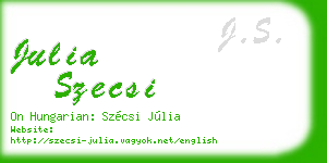julia szecsi business card
