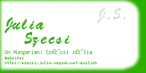 julia szecsi business card